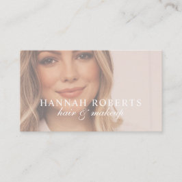 Tarjeta De Visita Blush Pink Script Social QR Code Photo Hair Makeup