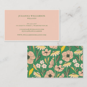 Tarjeta De Visita Blush Pink Wildflower Meadow Wellness Boutique