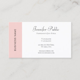 Tarjeta De Visita Blush Rosa Blanco Moderno Simple Plantilla Elegant