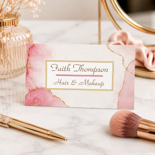 Tarjeta De Visita Blush Rosa de Mármol Dorado Peluquero de Moda