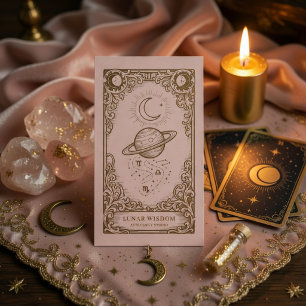 Tarjeta De Visita Blush Rosa Dorado Celestial Astrología de Lujo