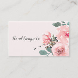 Tarjeta De Visita Blush Rosa Floral Acuarela Profesional Chic