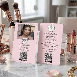 Tarjeta De Visita Blush Rosa Fotografía QR Maquillaje Artista de Mar