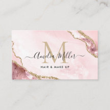 Blush Rosa Mármol Ágata Monograma para Peinado Maq