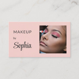 Tarjeta De Visita Blush Rosa Minimalista Moderna Foto Maquillaje Neg