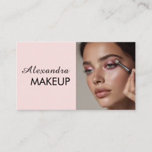 Tarjeta De Visita Blush Rosa Negocio de Maquillaje Foto Escritura
