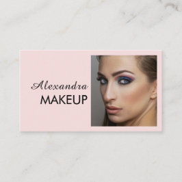 Tarjeta De Visita Blush Rosa Negra Script Foto Maquillaje Negocios