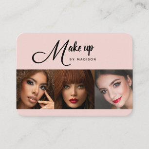 Tarjeta De Visita Blush Rosa Negro Script 3 Foto Maquillaje