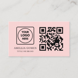 Tarjeta De Visita Blush Rosa QR | Diseño de Contacto Femenino Minima