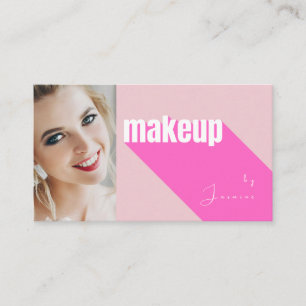 Tarjeta De Visita Blush Rosa Tipografía Blanca Foto Maquillaje Simpl