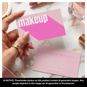 Tarjeta De Visita Blush Rosa Tipografía Blanca Simple Foto Maquillaj