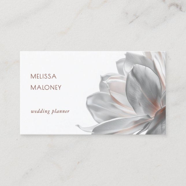 Tarjeta De Visita Blush Silver Magnolia White Business Card (Anverso)