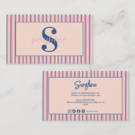 Tarjeta De Visita Blush Stripe Monogram Boutique Business