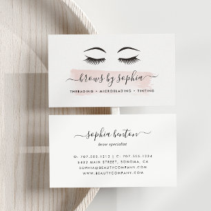 Tarjeta De Visita Blush Watercolor Brow Services