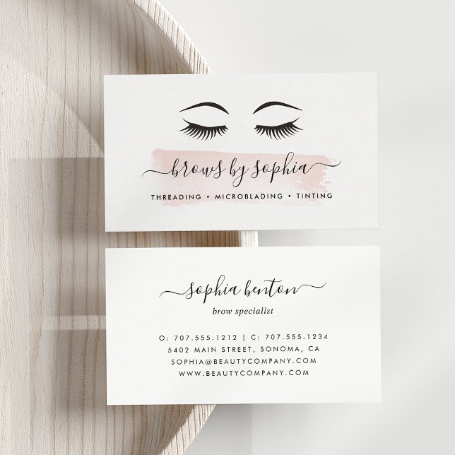 Tarjeta De Visita Blush Watercolor Brow Services (Subido por el creador)
