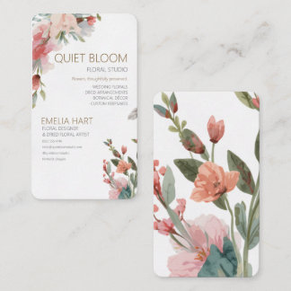 Tarjeta De Visita Blush Watercolor Florista & Artista Floral