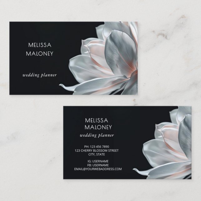 Tarjeta De Visita Blush White Magnolia Black (Anverso / Reverso)