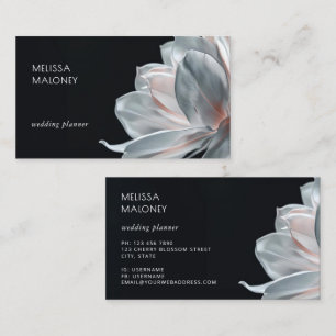 Tarjeta De Visita Blush White Magnolia Negro