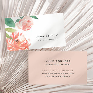 Tarjeta De Visita Blushing Peony Floral acuarela