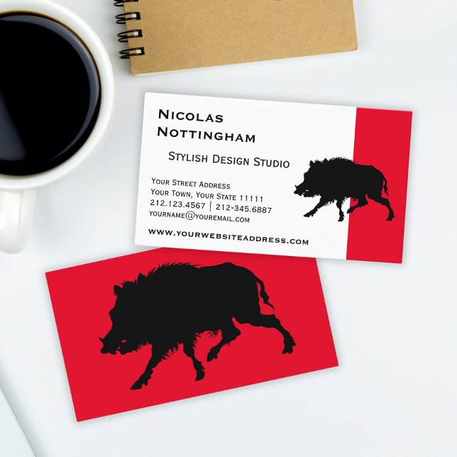 Tarjeta De Visita Boar salvaje o cerdo salvaje elegante silueta (Subido por el creador)