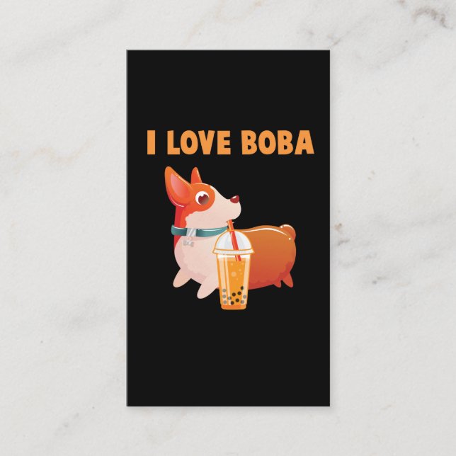 Tarjeta De Visita Boba galesa Corgi Pembroke Bubble Tea Kawaii Perro (Anverso)