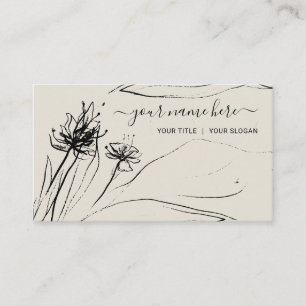 Tarjeta De Visita Boceto de Flor Elegante dibujado a mano femenino P