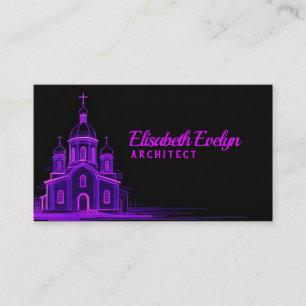 Tarjeta De Visita Boceto de la Iglesia Ortodoxa Púrpura sobre fondo 