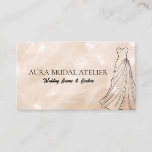 Tarjeta De Visita Boceto de vestido de novia con plumas y efecto bok