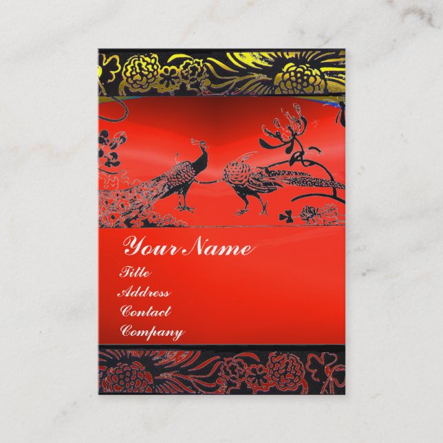 Tarjeta De Visita BODA AMAR AVES blanco negro, rubí rojo (Anverso)