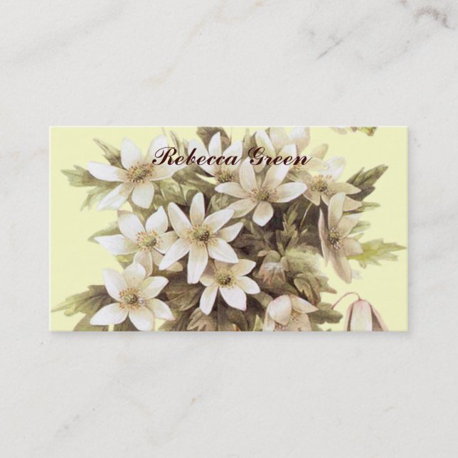 Tarjeta De Visita boda amarillo pastel de flor silvestre blanco (Anverso)