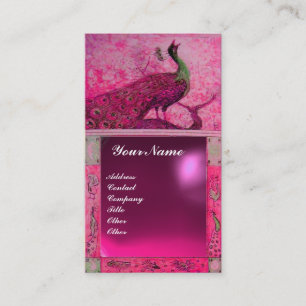 Tarjeta De Visita BODA AMOR A PEACOCK MONOGRAM Amethyst púrpura rosa