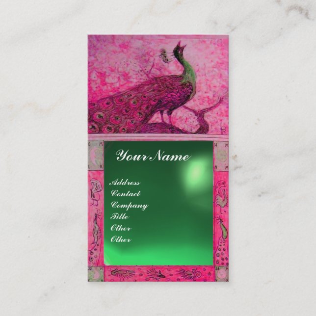 Tarjeta De Visita BODA AMOR A PEACOCK MONOGRAM jade verde rosa (Anverso)