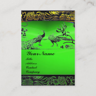 Tarjeta De Visita BODA AMOR DE AVES, blanco negro, esmeralda verde