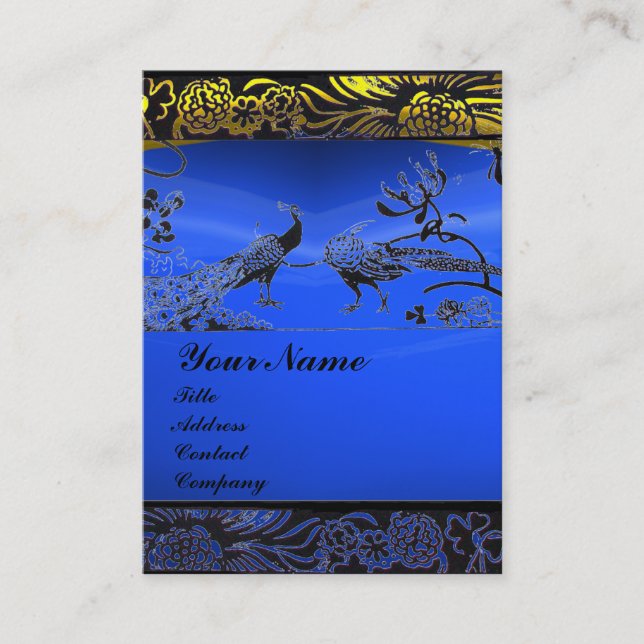 Tarjeta De Visita BODA AMOR DE AVES, blanco negro, zafiro azul (Anverso)