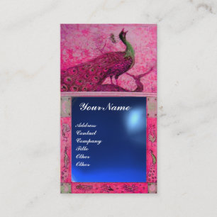 Tarjeta De Visita BODA AMOR PAVO REAL MONOGRAMA rosa  azul zafiro