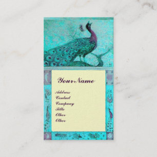 Tarjeta De Visita BODA AMOR PEACOCK MONOGRAM Azul Marfil perla