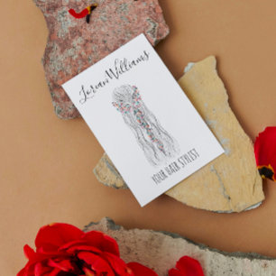 Tarjeta De Visita Boda Boho simple Hair Estilista Flor romántica