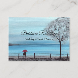 Tarjeta De Visita Boda Busin de moda de moda de la pareja Red Umbrel