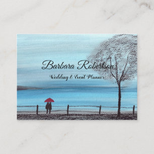 Tarjeta De Visita Boda Busin de moda de moda de la pareja Red Umbrel