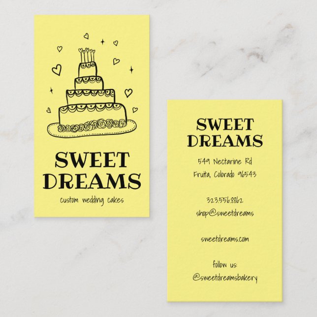 Tarjeta De Visita Boda Cake Catery Personalizado Baker (Anverso / Reverso)