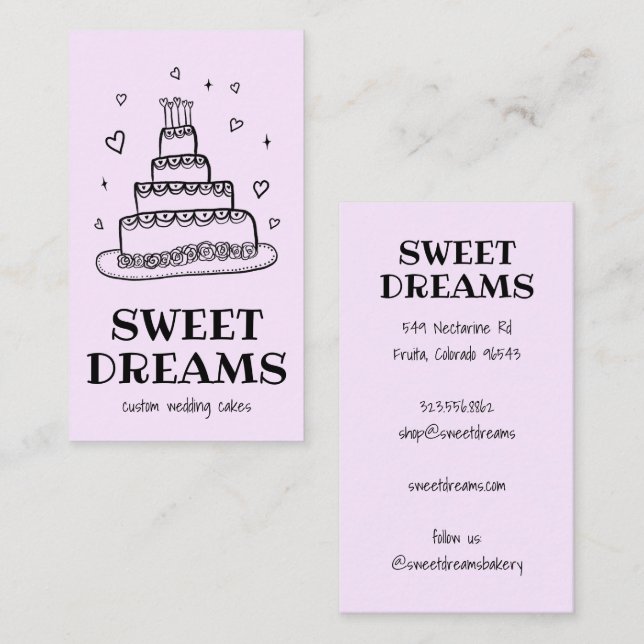 Tarjeta De Visita Boda Cake Catery Personalizado Baker (Anverso / Reverso)
