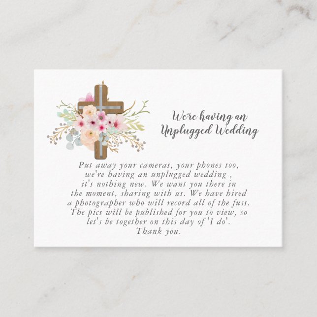 Tarjeta De Visita Boda católico SOLICITUD SIN PLUGGGED - Cruz Floral (Anverso)
