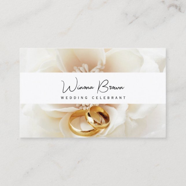 Tarjeta De Visita Boda Celebrant beige floral (Reverso)