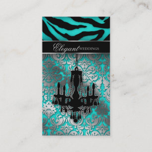 Tarjeta De Visita Boda Chandelier Event Planner Blue Silver