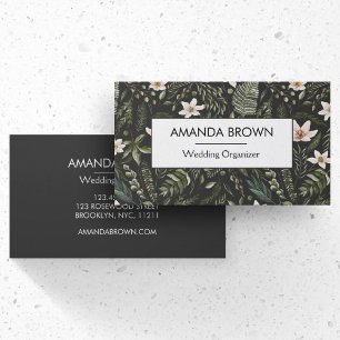 Tarjeta De Visita Boda con patrón floral de acuarela moderna