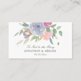 Tarjeta De Visita Boda cristiano floral simple morado rosado de Rubo