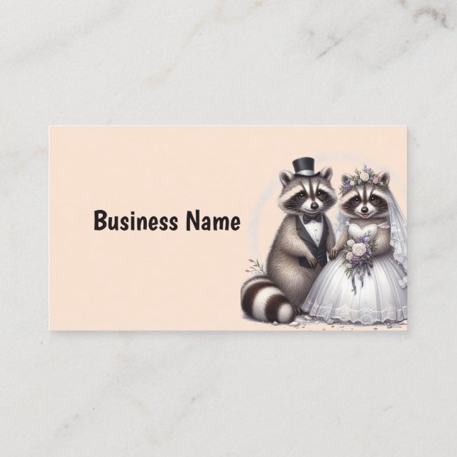 Tarjeta De Visita Boda Cute Raccoon Personalizado Animal (Reverso)