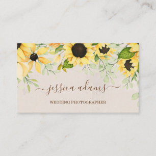 Tarjeta De Visita Boda de acuarela de girasol amarillo ruso