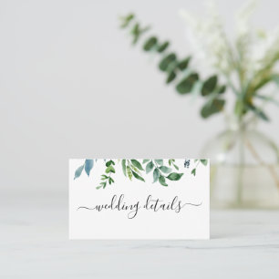 Tarjeta De Visita Boda de acuarela de la vegetación botánica