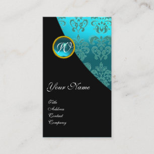 Tarjeta De Visita Boda DE BICICLETA AZUL ROJO NEGRO DAMASK MONOGRAM